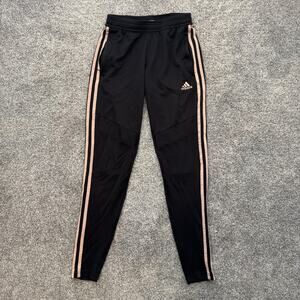 Adidas Pants Womens XS Black Pink Stripes ClimaCool Skinny Track Athletic 24x27